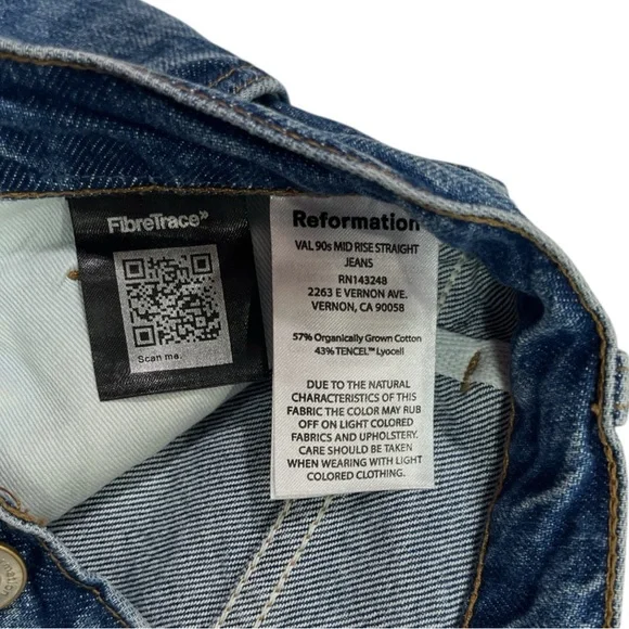 Reformation Val 90s Mid Rise Straight Jeans size 30 in Pelican Wash - Picture 5 of 8